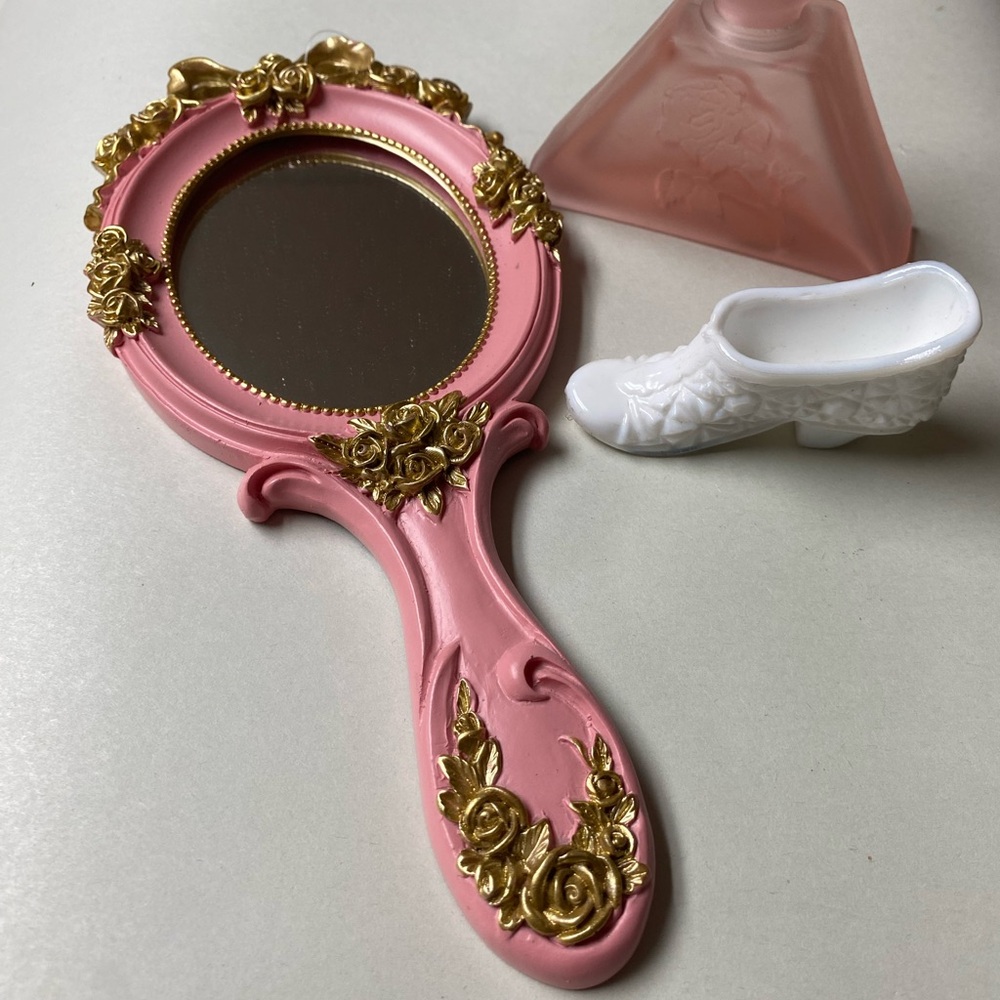 Pink and Gold Hand Mirror